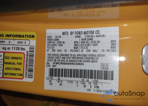 2022 Ford Bronco Sport Big Bend from USA, damaged, VIN 3FMCR9B68NRD39603